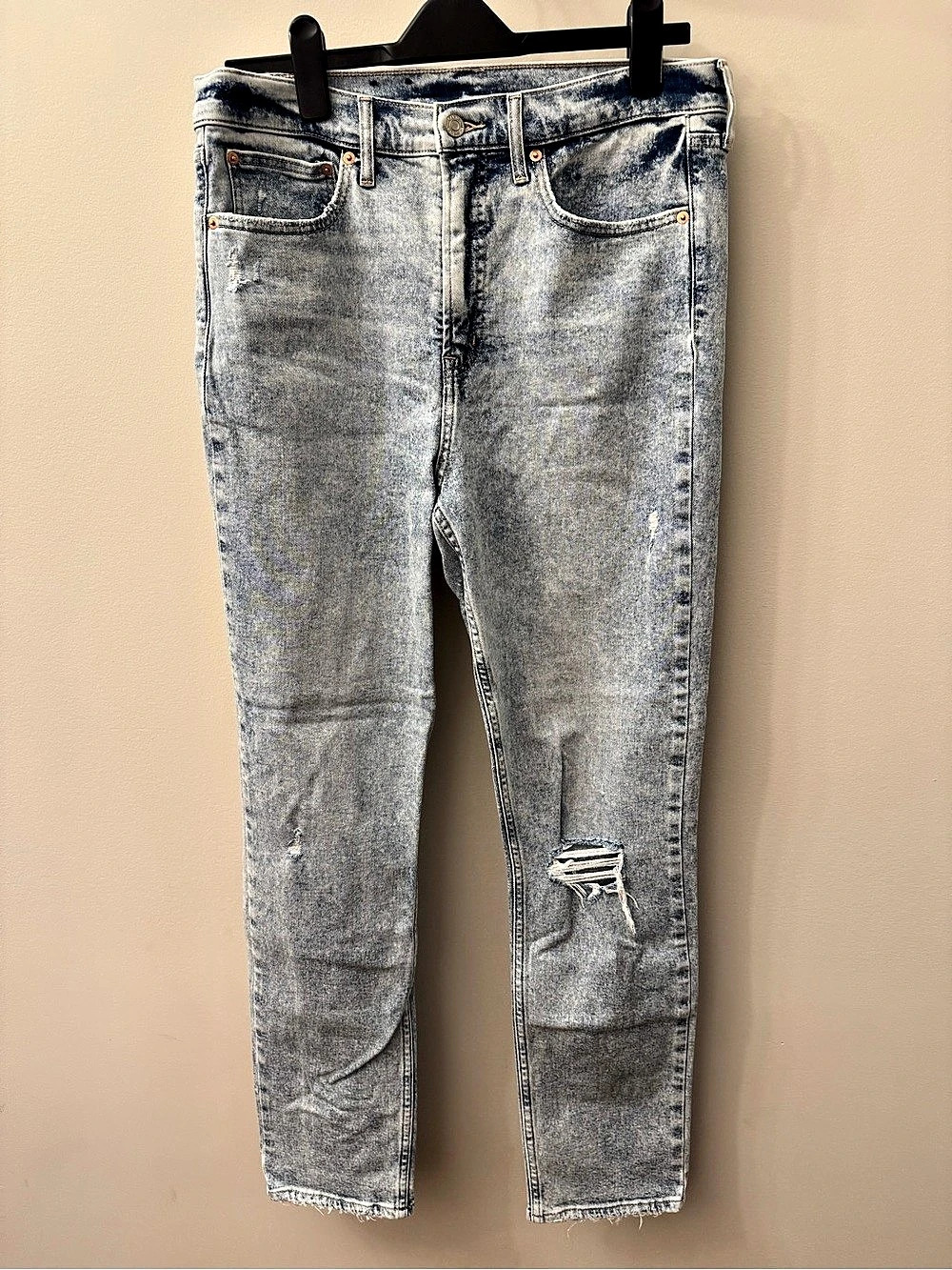 Gap Cigarette High Rise Distressed Jeans in Blue Waist 31/12 Tall